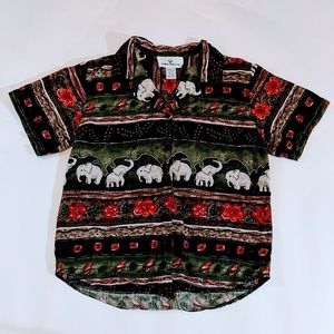 Vintage 90s elephant patterned button up